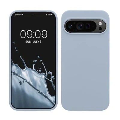 Afbeelding van kwmobile telefoonhoesje geschikt voor Google Pixel 9 Pro XL Hoesje met siliconen coating Smartphone case in mat lichtblauw