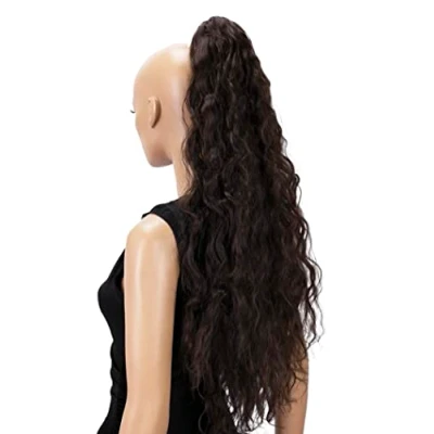 Afbeelding van CAISHA 70 cm Extra Lang Volumineus Golvend Haarstukje Met Clip On Vlecht Paardenstaart Hittebestendige Synthetische Vezels Chocoladebruin H713