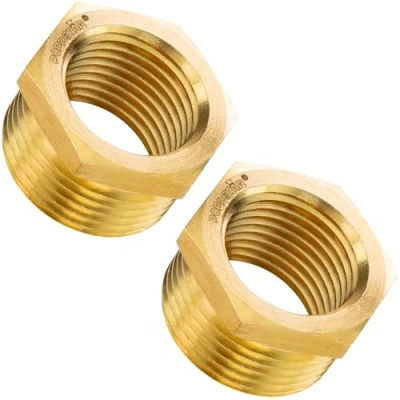 Afbeelding van Poppstar Messing Verloopstuk Buitendraad 3/4 Inch naar Binnendraad 1/2 met Zeskant