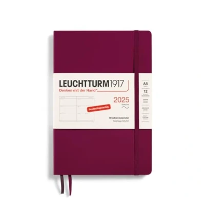 Afbeelding van LEUCHTTURM1917 370565 weekkalender medium (A5) 2025, softcover, Port Red, Duits