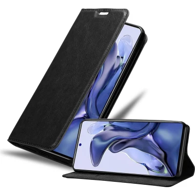 Afbeelding van Cadorabo Hoesje geschikt voor Xiaomi 11T / PRO in ZWARTE NACHT Beschermhoes Case magnetische sluiting Cover