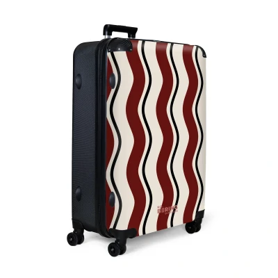 Afbeelding van NoBoringSuitcases.com® Koffer groot Reiskoffer lichtgewicht Golvende strepen in rood Rolkoffer met 4 wielen Grote trolley XL 98 liter bagage
