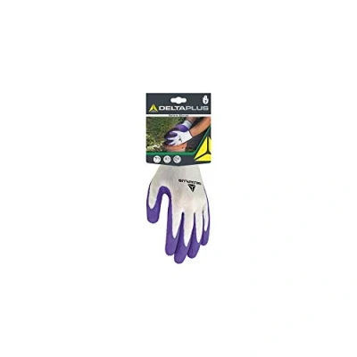 Afbeelding van Delta Plus DPVV733VL07 gebreide handschoen polyester latex schuimcoating op handpalm, wit paars, maat 07