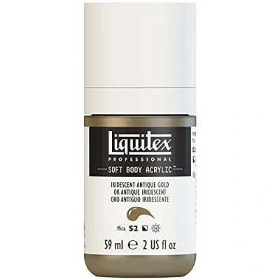 Afbeelding van Liquitex 1959237 Professionele acrylverf voor zachte behuizing kunstenaarsverf in romige, ondoorzichtige consistentie, hoge pigmentatie, lichtecht en verouderingsbestendig, fles van 59 ml iriserend antiek goud