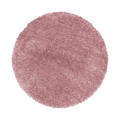 Afbeelding van Rond hoogpolig vloerkleed Fuzzy Roze Ø 200cm Adana Carpets