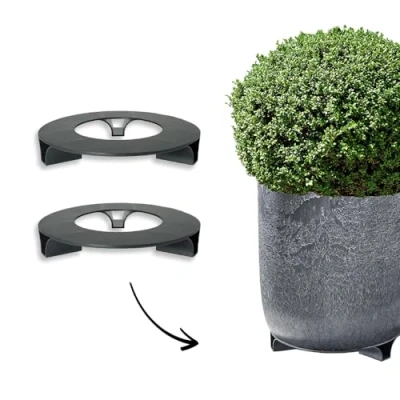 Afbeelding van terraced® Set van 2 bloempotonderzetters kleur: zwart rond 27 cm diameter onderzetter bloempot gerecycled materiaal Made in Germany