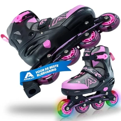 Afbeelding van Apollo Champion, in Maat Verstelbare Inline Skates voor Jongens en Meisjes Vanaf 31, Dames Heren tot 42, Hoge Kwaliteit Rolschaatsen met LED Wielen.