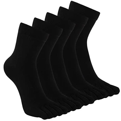 Afbeelding van Heren Teensokken Vijf Vinger Sokken: Katoenen Sportsokken Met Tenen Toe Socks 5 Five Finger Enkellengte Zwart Paar EU 45 48