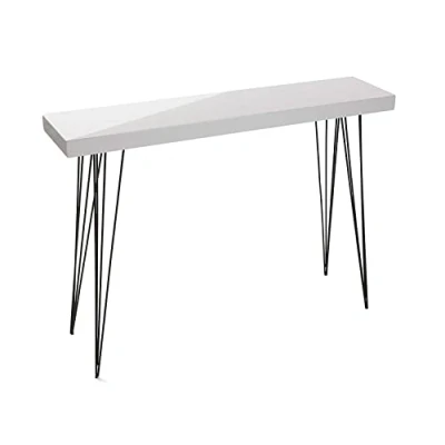 Afbeelding van Versa Dallas Smalle hal of entree meubilair, Console Tafel, Afmetingen (H x B H) 80 25 110 cm, Hout en Metaal, Kleur Wit