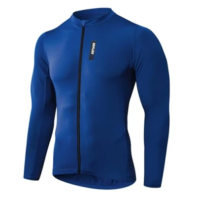 Afbeelding van MEETWEE fietsshirt voor heren, met korte mouwen, mountainbike kleding, modieuze set, wielrennen, jersey sneldrogend, ademend, Marineblauw lange 3XL