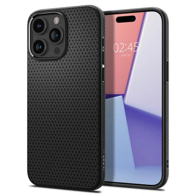 Afbeelding van Apple iPhone 15 Pro Hoesje Siliconen en TPU (zacht) Spigen Softcase/Backcover Zwart Telefoonhoesje Shockproof/Valbescherming
