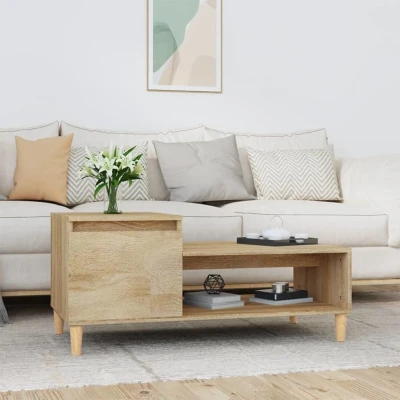 Afbeelding van Salontafel 100x50x45 cm bewerkt hout sonoma eiken