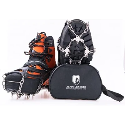 Afbeelding van Alpin Loacker Chain Pro 18 stijgijzers, spikes, met roestvrijstalen klauwen, Universele Anti Slip voor Bergbeklimmen en Trekking XL 44 47