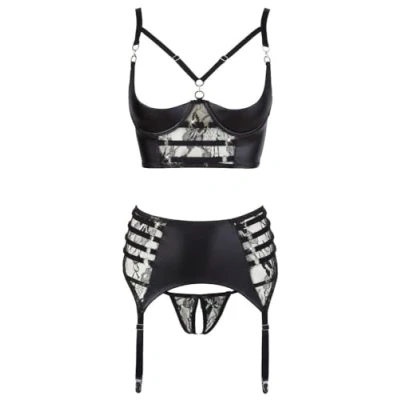 Afbeelding van Sexy Jarretel Set met Spannende Open BH