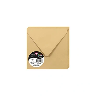 Afbeelding van Clairefontaine 5488C verpakking met 20 enveloppen pollen in het formaat 140 x mm, 120 g, ideaal voor uitnodigingen en correspondentie, karamel, 1