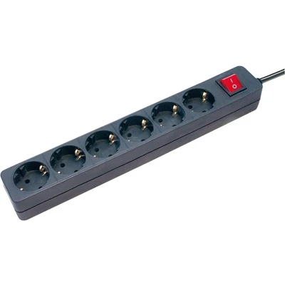 Afbeelding van Brennenstuhl 6 Voudige Stopcontacten Zwart Met Schakelaar 1,4 M H05Vv F 3G1,5 1550600416