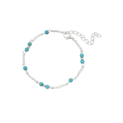 Afbeelding van Armbandjesdirect Enkelbandje Turquoise kralen zilverkleurig