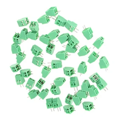 Afbeelding van 50Pcs 2 pins universele schroefklemmenblokconnector 2.54mm PCB pitch Groene schroefblokconnector 50 Set Mount klemmenblokconnector