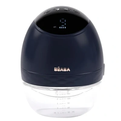 Afbeelding van BÉABA, Elektrische melkpomp, handsfree, licht, compact, 3 modi, 9 niveaus, 0 golven, stil, grote inhoud 180 ml, timer, geheugenfunctie, 6 sessies, opladen via USB C, nachtblauw