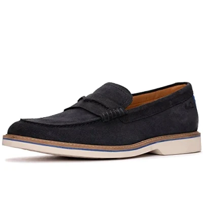 Afbeelding van Clarks Atticus Instappers navy, Heren, Maat: 40, Navy Veloursleer