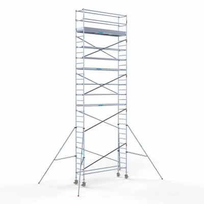 Afbeelding van Professionele aluminium rolsteiger 0.75x3.05x10.20m werkhoogte houten platformen