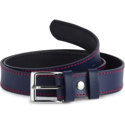 Afbeelding van Ladeheid Kinderriem Riem Jongens Broekriem Verstelbaar Leer Marineblauw/Rood 55 cm LA EL KIDS