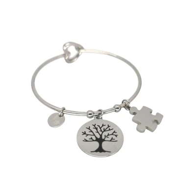 Afbeelding van Dames bedel Armband 17 cm Zilverkleur 3 Hartje sluiting Gepolijst Stainless Steel