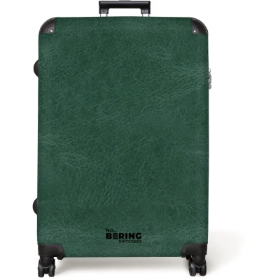 Afbeelding van NoBoringSuitcases.com® Koffer groot Reiskoffer lichtgewicht Lederen look midden groen Rolkoffer met 4 wielen Grote trolley XL 98 liter bagage