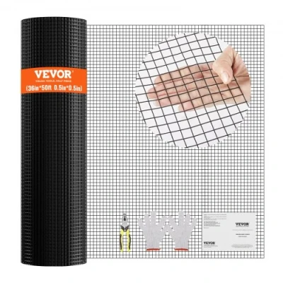 Afbeelding van VEVOR Hardware doek, 36&quot; x 50&#039; 1/2&quot; Gegalvaniseerde Wire Mesh Roll, 19 Gauge Kippengaas Omheining Vinyl Coating Metalen voor Kippenhok Barrière, Konijn Snake Hekken, Pluimvee