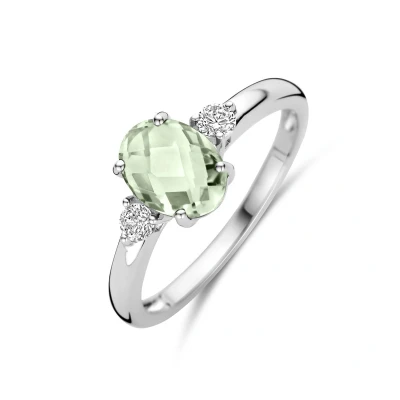 Afbeelding van Ring Groen Amethist En Zirkonia Zilver Gerhodineerd