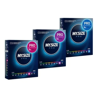Afbeelding van MY.SIZE PRO condoommaat 6,7,8 64,69,72 mm, 3x3 condooms Perfecte pasvorm en een geschikte maat voor elke man