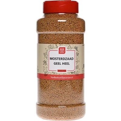 Afbeelding van Van Beekum Specerijen Mosterdzaad Geel Heel Strooibus 700 gram
