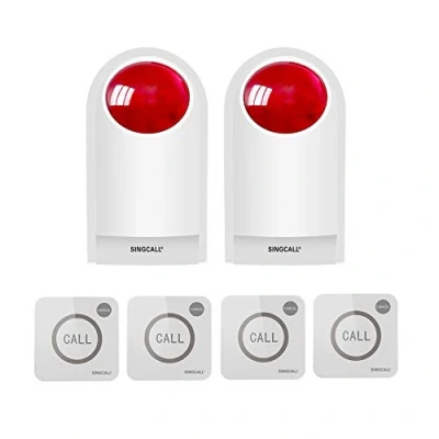 Afbeelding van Strobe Sirene Paniek Alarm Knop voor Thuiszorg Luid SOS Alarmsysteem Buiten 2 Rood Knipperende en 4 Noodknop Hotel Juwelen Winkel Beveiliging