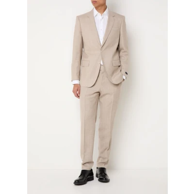 Afbeelding van BOSS heren Slim fit 2 delig pak in scheerwolblend de kleur Beige, maat: 54