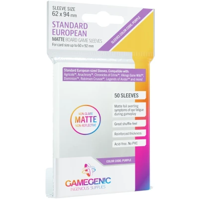 Afbeelding van Gamegenic Matte Board Game Sleeves Purple 62 x 94 mm (50 stuks)