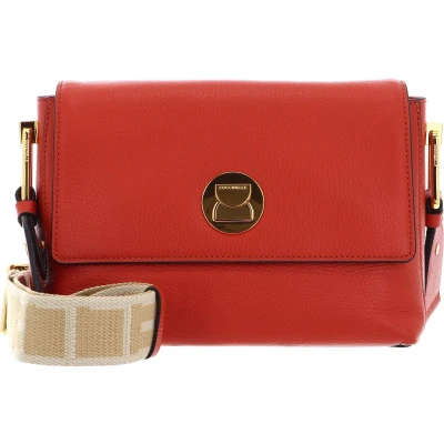 Afbeelding van COCCINELLE Leren Schoudertas Liya Signature Handbag Grained Leather Tangerine Oranje