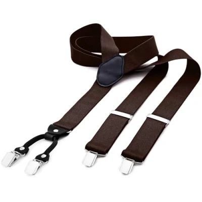Afbeelding van DonDon brede bretels 3,5 cm 4 Y vormige leren clips elastisch en in lengte verstelbaar groen