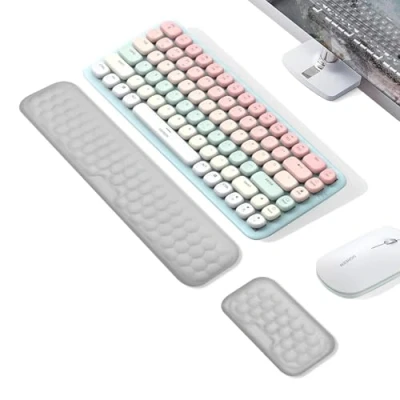 Afbeelding van CZAYEFNH Muismat, polssteun, ergonomische polssteunsets, comfortabel memory foam toetsenbord, polssteun ondersteuning en muismatset voor computer laptop kantoorwerkzaamheden