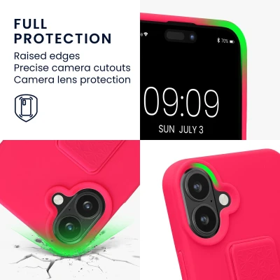 Afbeelding van kwmobile back cover voor smartphone geschikt Apple iPhone 16 Plus 1x beschermhoesje van kunststof In neon roze