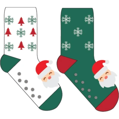 Afbeelding van Kerstsokken / huissokken Dames 2 paar cosy socks wit met groen Maat 36 41/TU Anti slip Kerstmis