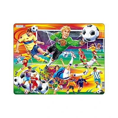 Afbeelding van Larsen US22 Actie op het voetbalveld, Frame puzzel met 65 stukjes