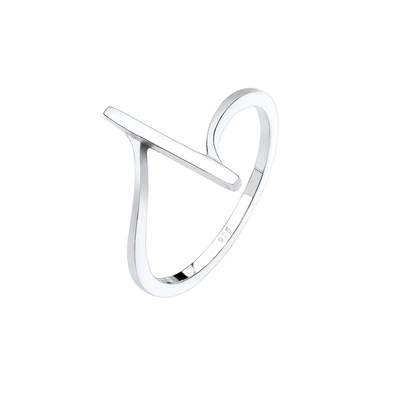 Afbeelding van Elli BAND GEO COOL Basic Minimal Ring, Dames, Maat: 54, Silber