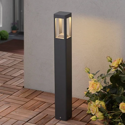 Afbeelding van Lucande LED buitenlamp 1licht aluminium H: 60 cm grafietgrijs Inclusief lichtbron