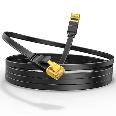 Afbeelding van UGREEN Cat 7 LAN kabel netwerkkabel Ethernet 10Gbps vergulde RJ45 stekker plat en dun voor laptop switch router modem patchpaneel PC (15M)