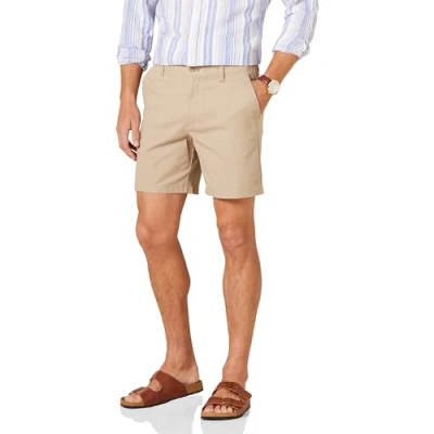 Afbeelding van Amazon Essentials Heren Slim Fit 7&quot; Stretch Chino Short, Tan, 40