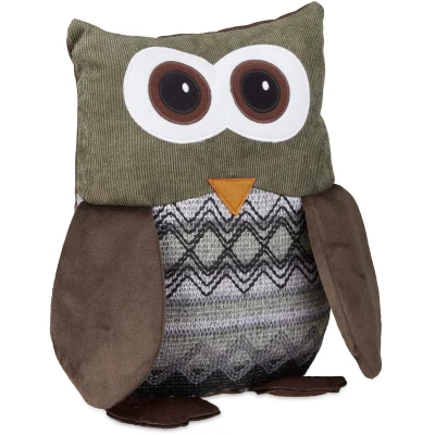 Afbeelding van Relaxdays 3 x deurstopper uil deurstop dier kinderen van textiel groot zand