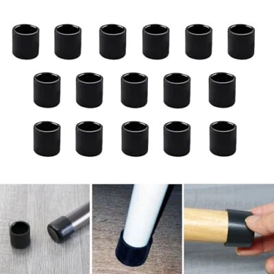 Afbeelding van 16 stuks ronde 14 mm siliconen stoelpootbeschermers, zwarte stoelpootdoppen, meubelvoetbeschermers, stoelpootbeschermers om krassen op hardhouten vloeren te voorkomen en lawaai verminderen