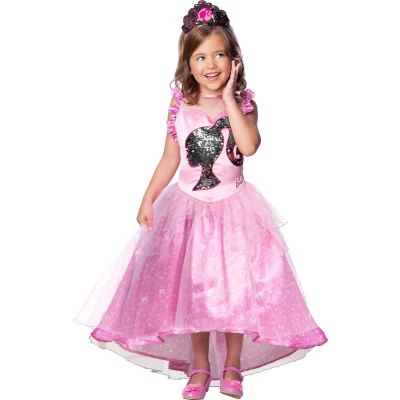 Afbeelding van Rubies Barbie Kostuum Kinder Princess Meisje Roze, Zwart Maat 128 Carnavalskleding Verkleedkleding