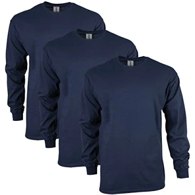 Afbeelding van Gildan heren Ultra Katoenen T shirt met lange mouwen, Stijl G2400, Marine, L