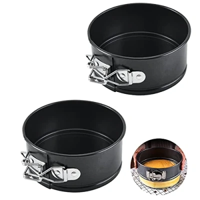 Afbeelding van 2 stuks Mini Springvorm Kleine Cakevorm, Rond 11 cm Taartvorm, Anti aanbaklaag Koolstofstaal Bakvorm, voor Het Maken Van Taarten en Desserts